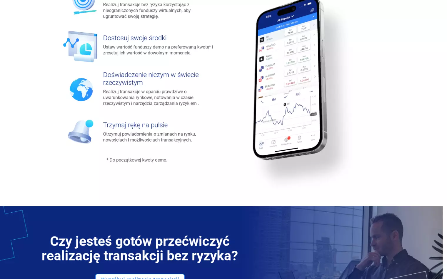 Konto demo Plus500 – ćwicz handel bez ryzyka z wirtualnymi środkami w aplikacji mobilnej Konto demo Plus500 – ćwicz handel bez ryzyka z wirtualnymi środkami w aplikacji mobilnej