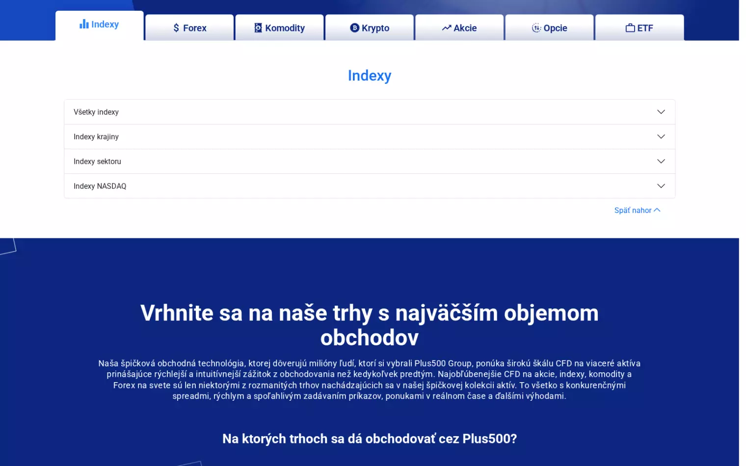 Ponuka obchodných nástrojov Plus500 – CFD na akcie, indexy, komodity, forex, krypto a ETF Ponuka obchodných nástrojov Plus500 – CFD na akcie, indexy, komodity, forex, krypto a ETF