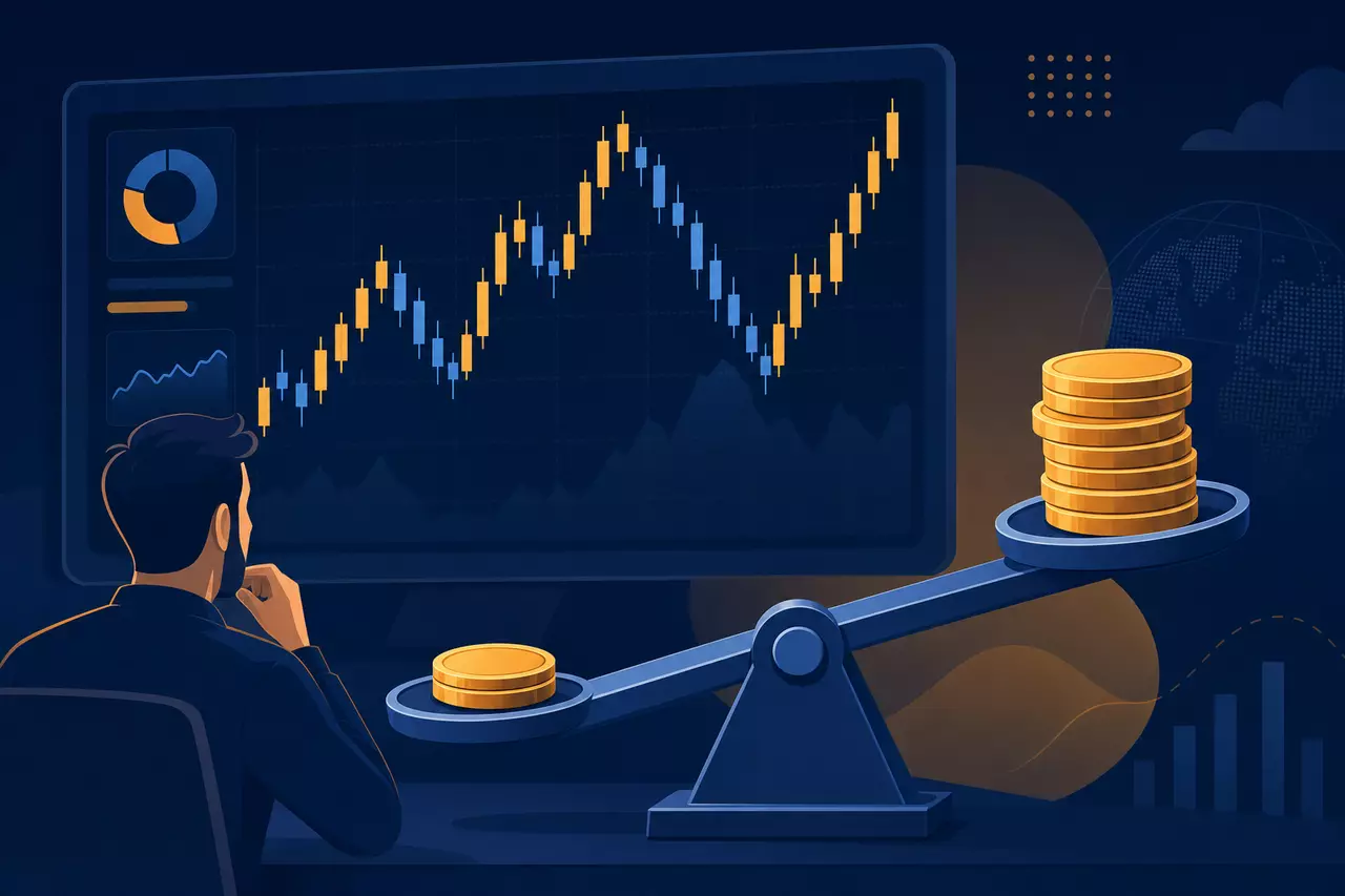 Brokeři pro CFD — obchodní platforma s grafem a finanční pákou, redakční ilustrace