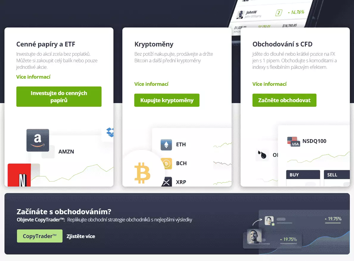 Nabídka brokera eToro