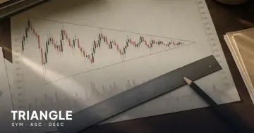 Vytlačená cenová analýza na stole s nakresleným trojuholníkom, vedľa pravítko a ceruzka