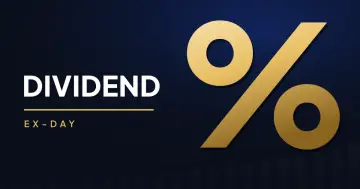 Golden percent sign on a dark background with the word DIVIDEND