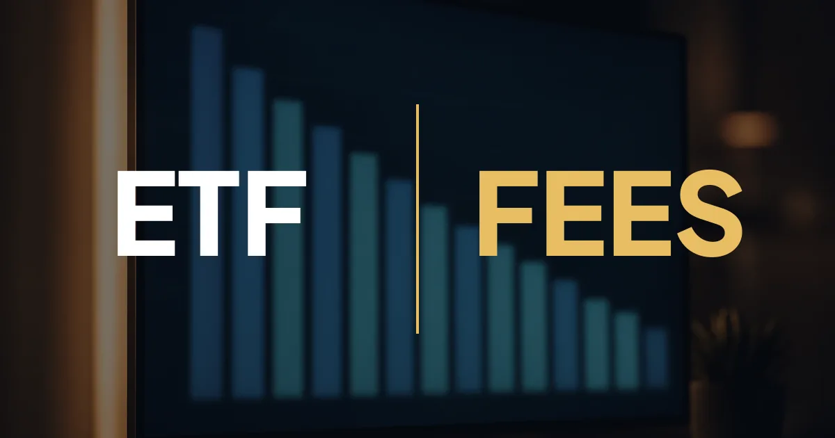 Absteigende Balken eines Diagramms mit den Woertern ETF und FEES