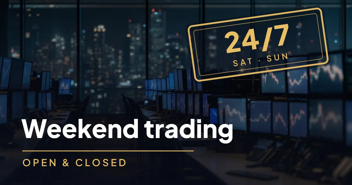 Trading screens at night, some markets open, some closed