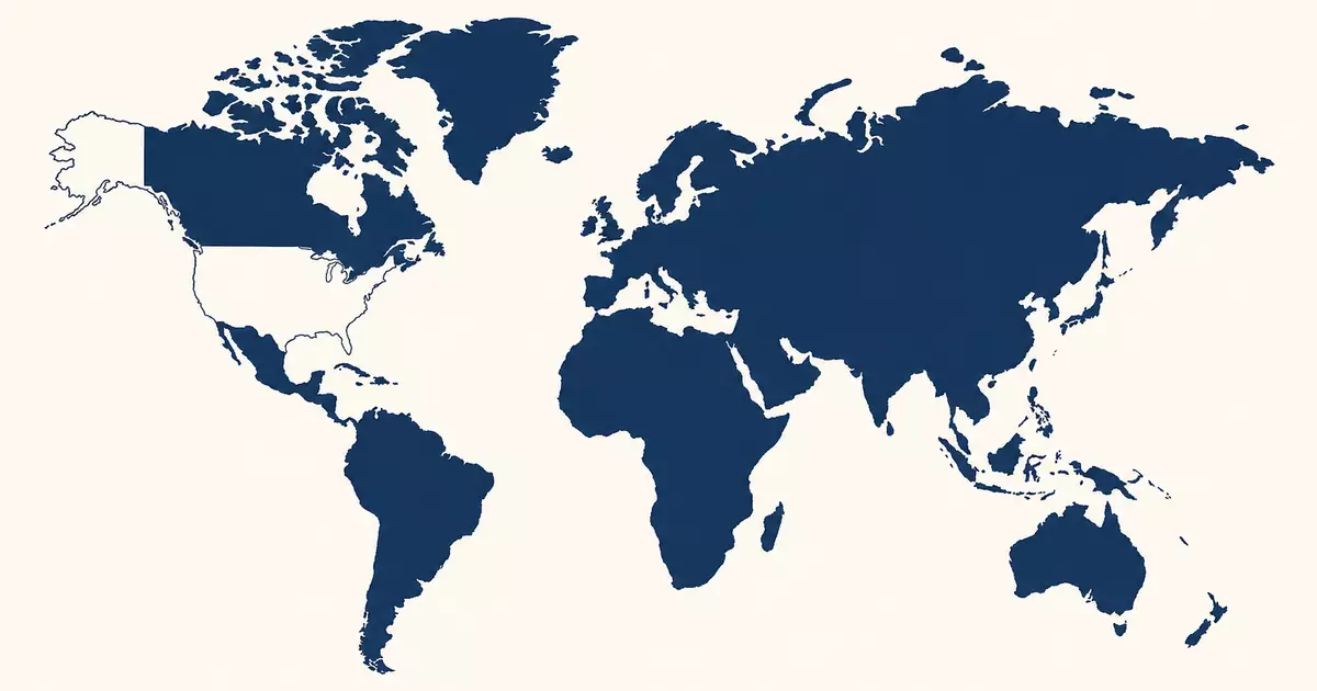 Mappamondo con gli Stati Uniti in ombra accanto al grafico di un indice azionario mondiale