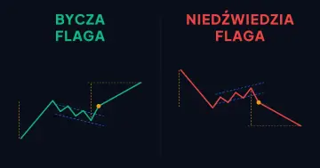Schemat byczej i niedźwiedziej flagi na wykresie cenowym