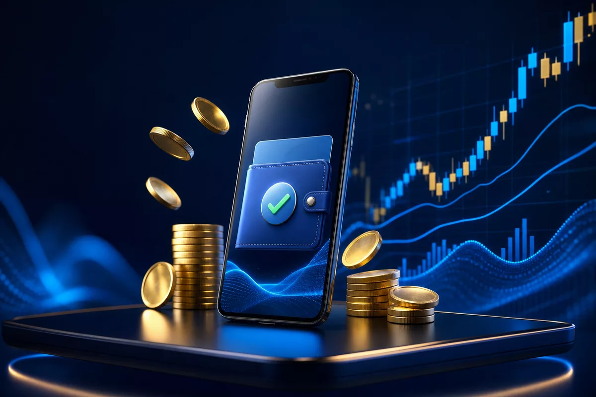 Brokeri PayPal — portofel digital și grafic bursier, ilustrație editorială