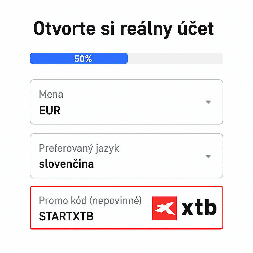 Príklad zadania promo kódu XTB