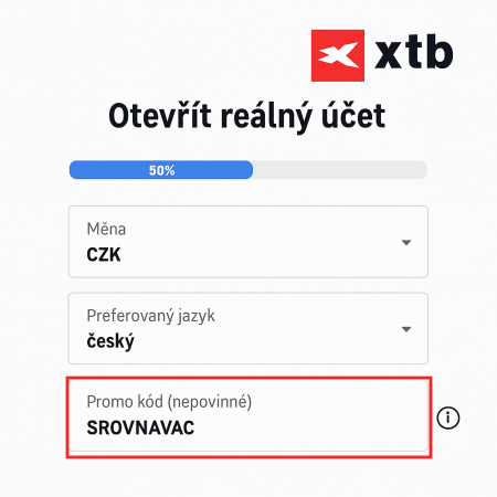 XTB promo kód zadávaný při registraci v kolonce „referral kód“