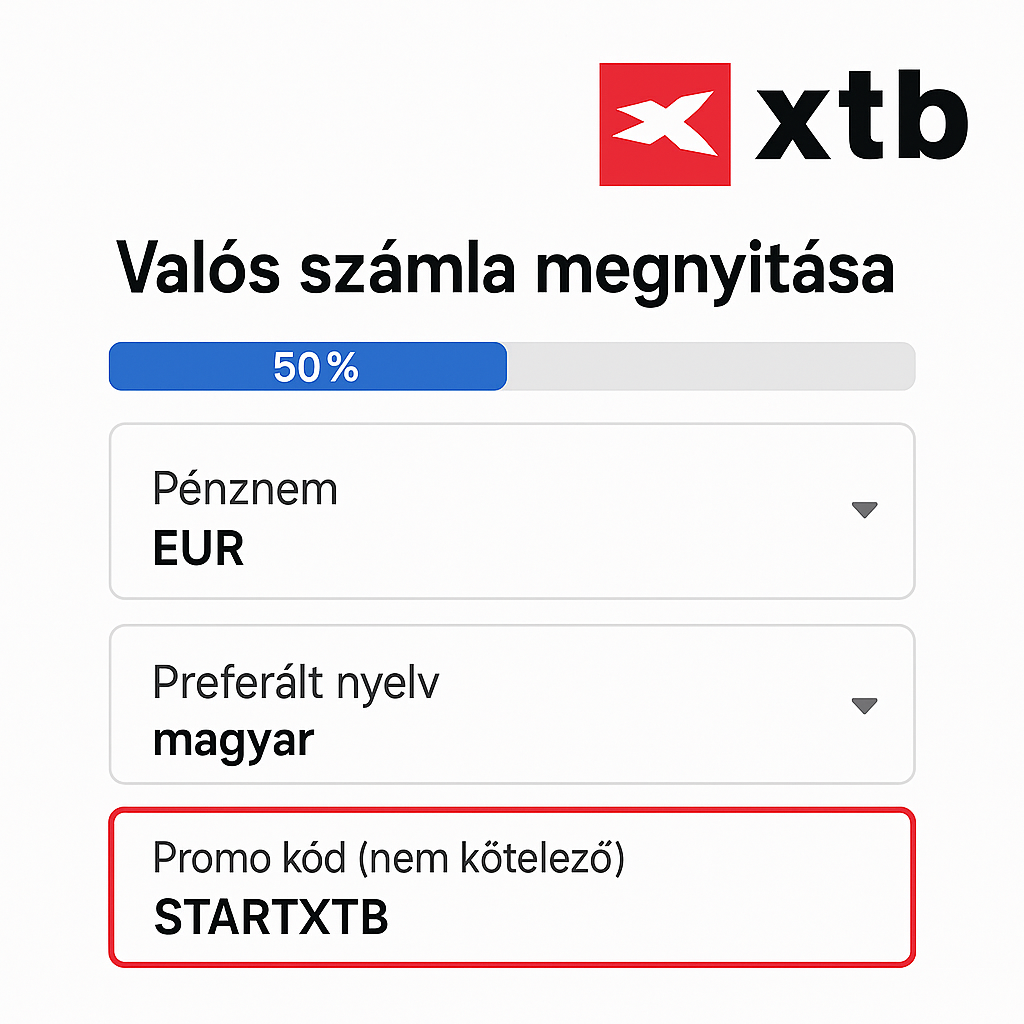 XTB promóciós kód beírásának bemutatása