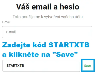 Kde zadat referenční kód XTB registrace krok 2